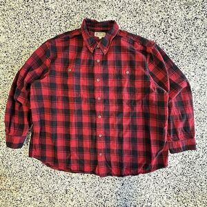 Duluth Trading Flapjack Flannel Shirt Mens 3XL Red Black Plaid Shacket Button
